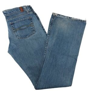 Abercrombie & Fitch Women's 4L Bootcut Jeans Y2K Distressed Fray Hem Medium Wash